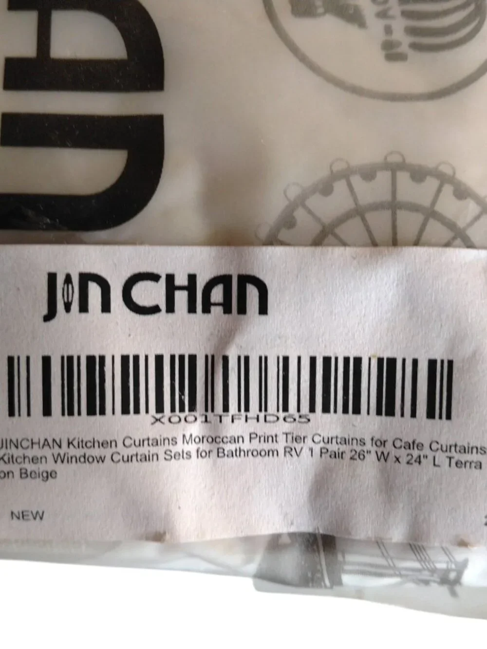 Moroccan Print Tier Curtains Beige Jinchan 26